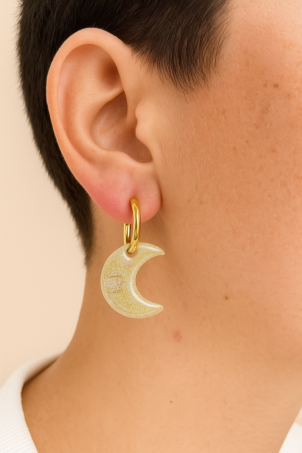 Pampilles Lune- Pampilles en pâte polymère pour créoles