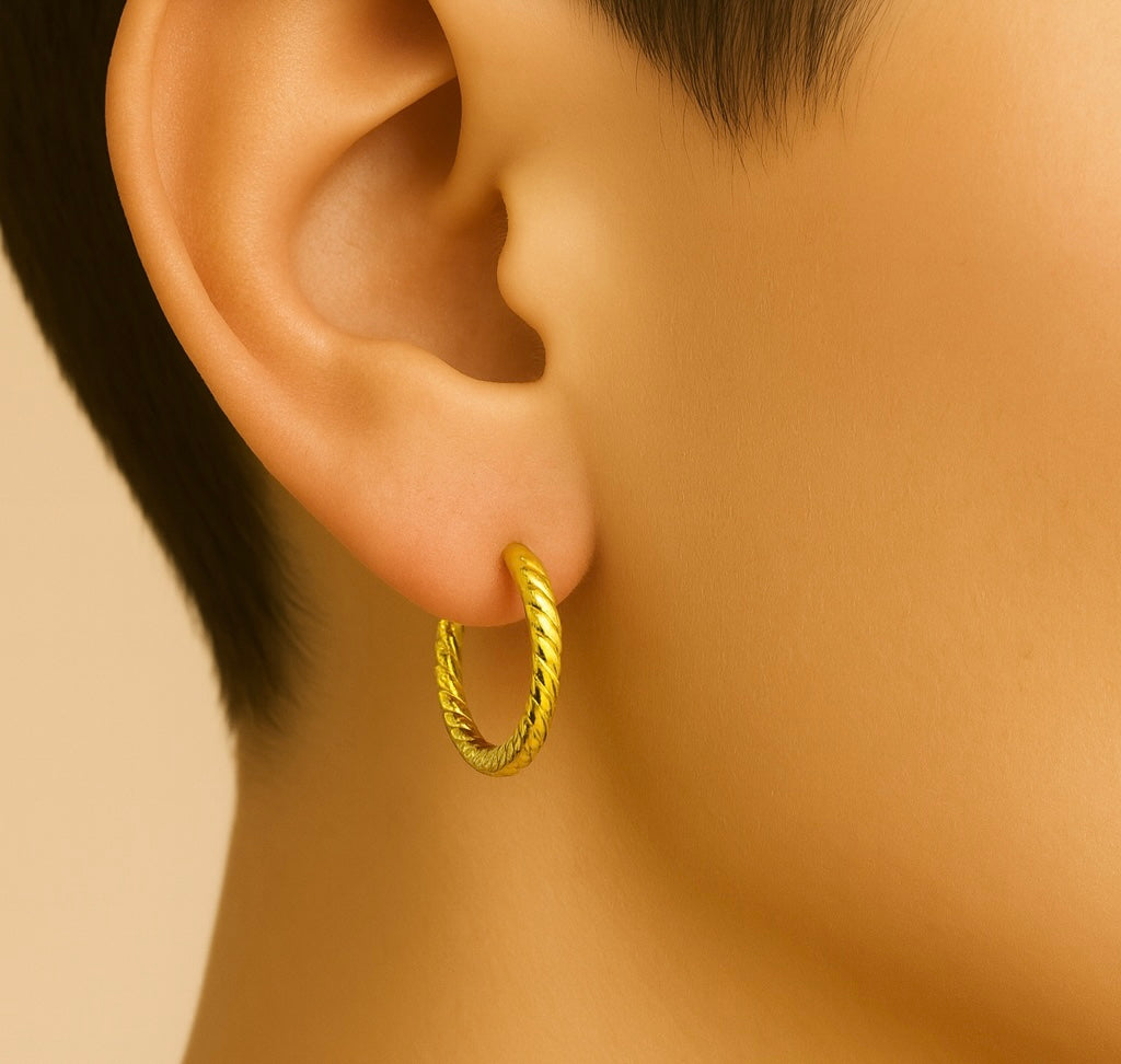 Créoles dorées striées 25 mm