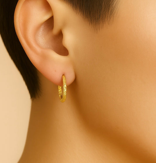 Créoles frappées dorées 18, 22 et 25 mm