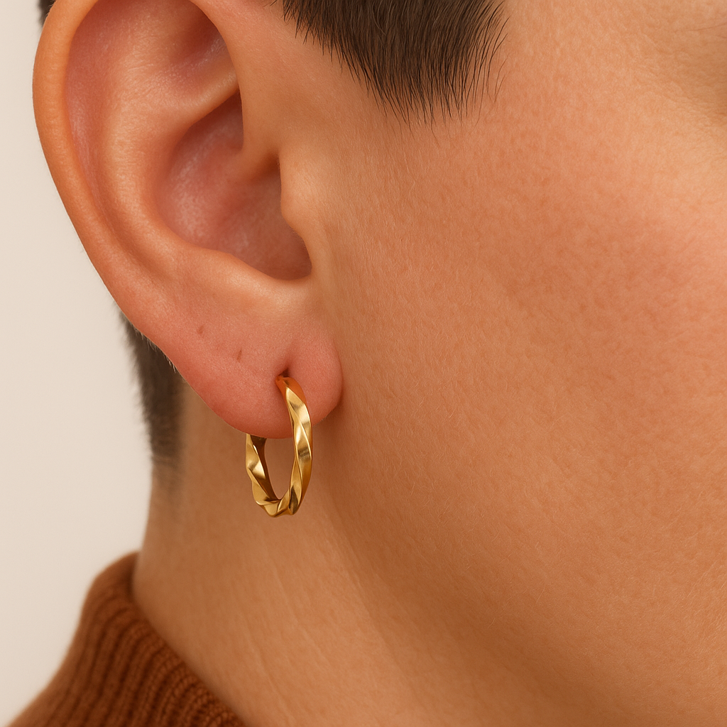 Créoles torsadées et dorées 18 mm