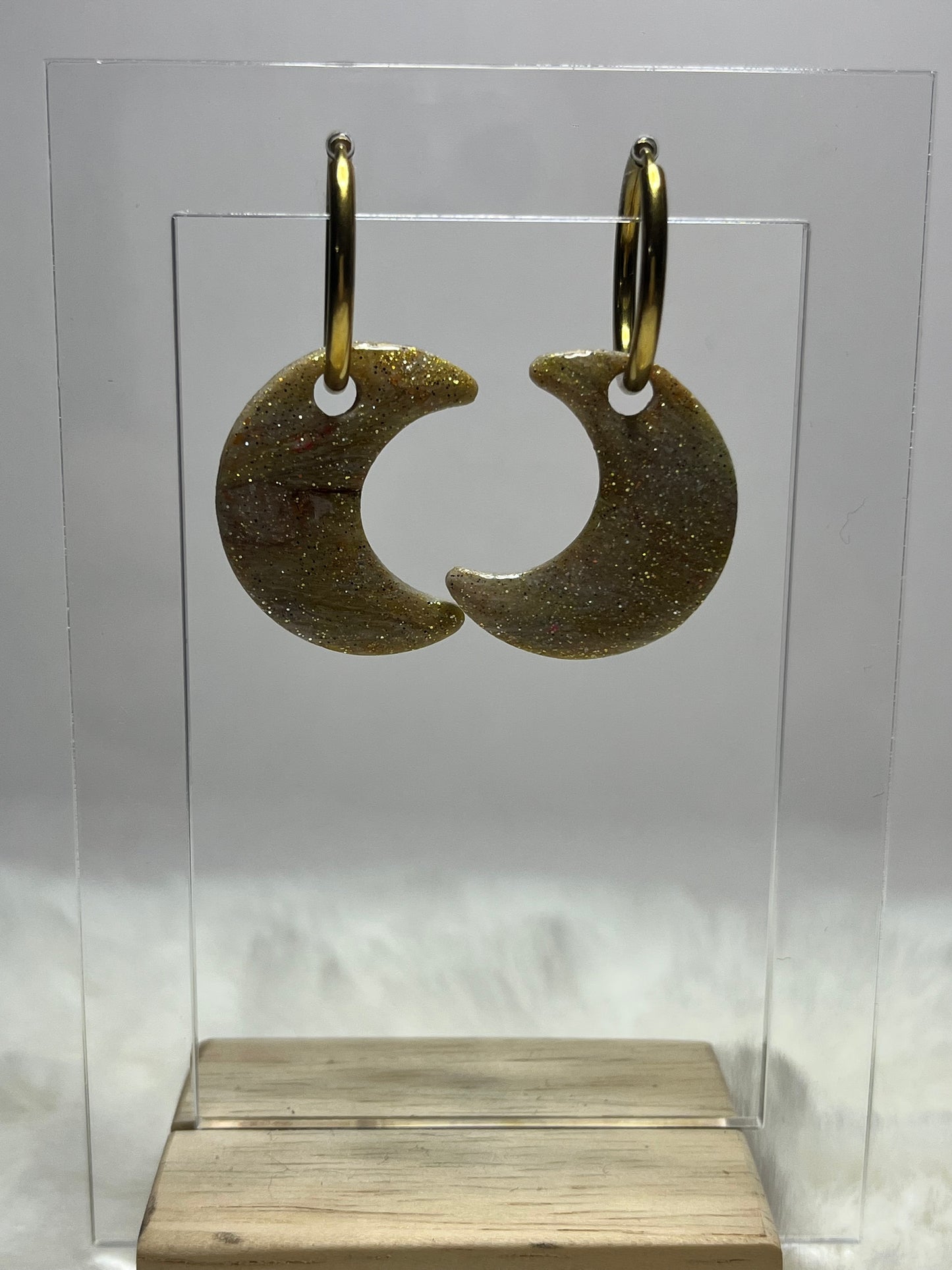 Pampilles Lune- Pampilles en pâte polymère pour créoles