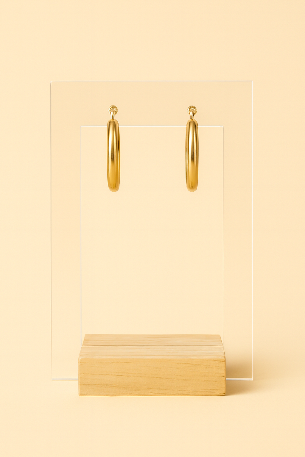 Créoles dorées 16, 18, et 20 mm en acier inoxydable.