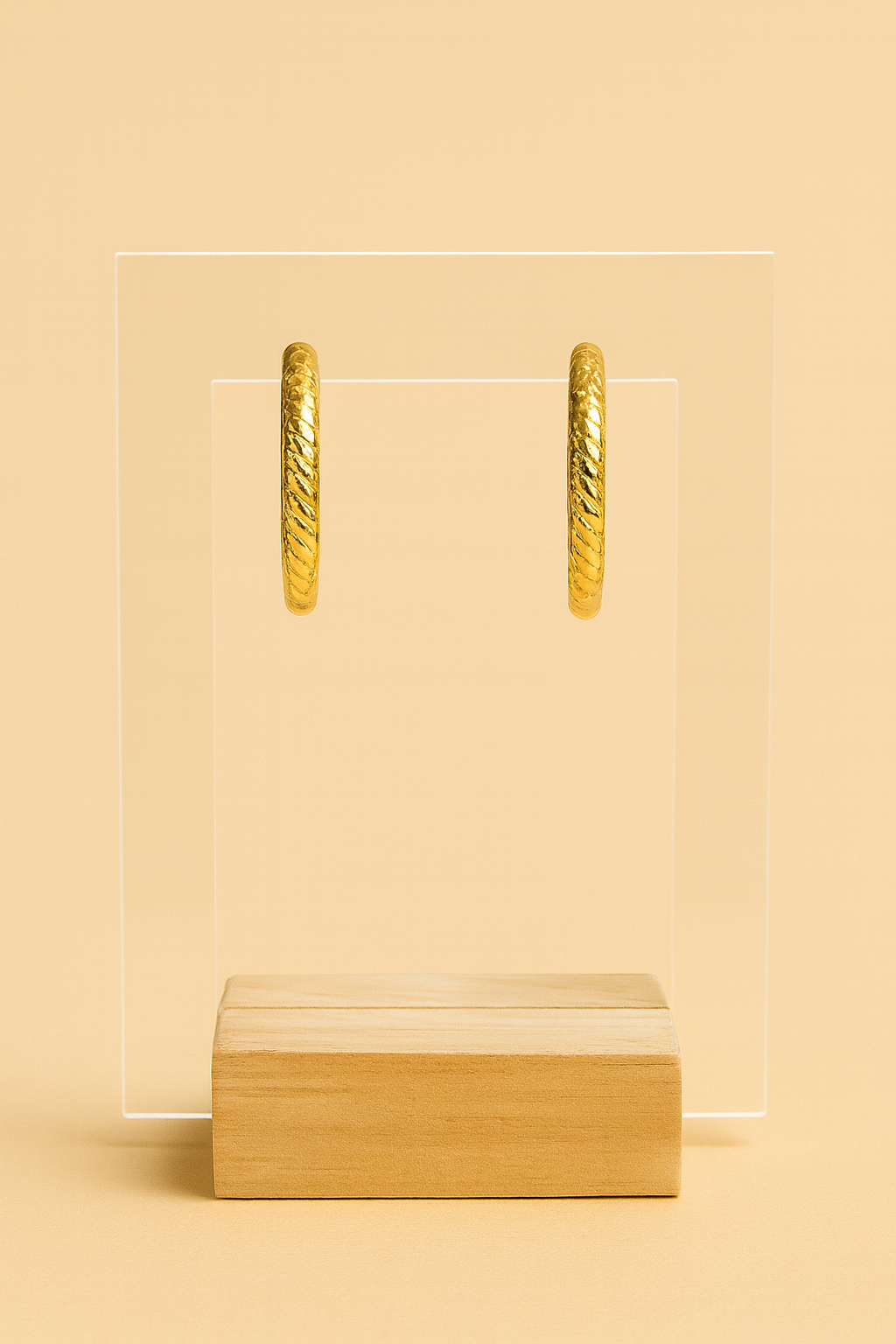 Créoles dorées striées 25 mm